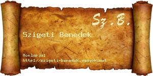 Szigeti Benedek névjegykártya